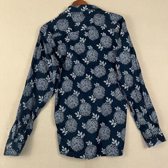Lamasini Jeans Men's Blue Shirt Size XL Casual  Button Down Blue & White Floral - Picture 4 of 6